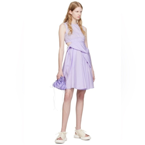 CECILIE BAHNSEN Dress Purple size 8 Seero cutout lavender cotton asymmetric mini - Picture 4 of 15